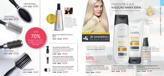 CABELO DANIFICADO
36 37
  Escova para Pentear
C: 25 cm x L: 6,5 cm x A: 3,8 cm.
27131 €8,00 €2,95
  Escova Ventilada
C: 23,2 cm x L: 4,5 cm x A: 4 cm.
27133 €8,00 €2,95
  Escova para Secar
C: 23 cm x L: 7,8 cm.
27134 €10,00 €2,95
ENCONTRE A SUA
SOLUÇÃO HAIRX IDEAL
CUIDADOSDOCORPOECAPILARES
  Escova Redonda
C: 24,5 cm x Diâmetro: 5 cm.
27132 €8,00 €2,95
  Champô Restore Therapy HairX
Um champô para utilização diária que limpa o cabelo,
sem o deixar desidratado, ajudando a deixar o cabelo
danificado mais nutrido e com um aspeto brilhante e
saudável. 250 ml.
26642 €8,00 €3,95
  Sérum para Pontas Espigadas Restore
Therapy HairX
Um sérum nutritivo com Óleo de Argão, que reduz as
pontas espigadas. 30 ml.
26674 €15,00 €7,95
  Condicionador Restore Therapy HairX
Um condicionador para utilização diária formulado
com Óleo de Argão, que oferece um cuidado extra ao
cabelo seco e quebradiço. 200 ml.
26671 €8,00 €3,95
O ANTIOXIDANTE 6-GINGEROL
NUTRE O COURO CABELUDO
PARA UM CABELO BONITO
 ﻿Spray Leave in Styling Termoprotetor
HairX
150 ml.
30552 €15,00 €9,95
Aplique o Spray
Termoprotetor no cabelo
humedecido. Para prevenir
pontas espigadas, aplique
mais produto nas pontas.
Penteie. Para um cabelo de
comprimento médio, utilize
6-8 vaporizações.
PROTEGER
Porque cabelo forte e saudável é sinónimo de beleza
Nutrição e
reparação
intensa do
cabelo
O sérum
poderoso reduz o
aparecimento de
pontas espigadas.
Cabelo suave,
nutrido e
protegido contra
os danos.
– ÓLEO DE ARGÃO –
– Repara o cabelo seco
e quebradiço
– Nutre intensivamente
– Protege contra os danos
 ﻿Máscara Capilar Ultimate Repair HairX
Tratamento rico e nutritivo para um cuidado
intensivo, que reconstrói e nutre a superfície do
cabelo em minutos. 200 ml.
33000 €11,00 €7,95
 ﻿Champô Ultimate Repair HairX
Champô para uso diário que nutre e reconstrói a
superfície capilar. O cabelo fica mais preenchido,
forte e revitalizado, com um brilho bonito e
saudável. 250 ml.
32998 €8,00 €5,95
 ﻿Condicionador Ultimate Repair HairX
Condicionador nutritivo, formulado com Sistema
Reconstrutivo Capilar para reparar a superfície do
cabelo, deixando-o mais fortalecido, preenchido e
brilhante. Reduz a quebra*
. 200 ml.
32999 €8,00 €5,95
ATÉ
50%
DESCONTO
ATÉ
70%
DESCONTO
em qualquer escova/pente
desta página
*
TestadonoconsumidorcomtodososprodutosdalinhaUltimateRepairHairX







PROTEGE O
CABELO DOS DANOS
PROVOCADOS POR
APARELHOS DE CALOR,
ATÉ 230°C
 