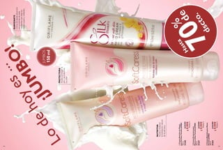 108
Ayudaaprotegerla
pielyacondicionar
tusuñas
PROTECTORA
Cremaderápidaabsorción
conproteínasdeseda
hidratantesquedejatus
manossuavesyradiantes
SUAVIZANTE
Lodehoyes...
¡JUM
BO
!



JUMBOS
150ml
109
  CremaProtectorapara
ManosyUñasTamañoJUMBO
150ml
31347$29.999
$9.999
Puntos:4
  CremaNutritivaparaManos
TamañoJUMBO
150ml
31364$34.999
$9.999
Puntos:4
  CremaNutritivadeManos
paraPielSecaTamañoJUMBO
150ml
31348$29.999
$9.999
Puntos:4
dscto.
%
de
Ayudaarestaurar
lahidrataciónnatural
delapielseca
NUTRITIVA
Hasta
70
 