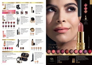 v
32317
Nude
Rose
32318
Pink
Touch
32318
Pink
Touch
32319
Fresh
Pink
32320
Perfect
Peach
32321
Orange
Coral
32322
Violet
Pink
32323
Bright
Berry
32324
Dusky
Rose
32325
Forever
Red
32326
Dark
Burgundy
30445
Satin
Beige
30446
Creamy
Nude
30447
Pink
Nude
30448
Pearly
Pink
30449
Rose
Petal
30455
Red
Fatale
30456
Muted
Plum
30457
Lavender
Lustre
30458
Copper
Shine
30459
Cherry
Love
30451
Lucent
Pink
30452
Raspberry
Blush
30453
Fuchsia
Divine
30454
True
Red
30450
Peach
Pink
50 51
MAKIJAŻ
 ﻿Pomadka Giordani Gold
Iconic SPF 15
Głębokie, kremowe kolory
o satynowym połysku i długotrwałe
poczucie komfortu. Z regenerującym
olejkiem arganowym i filtrami SPF 15.
4 g 11975,00/kg
 47,90
 ﻿Puder pyłkowy Giordani
Gold Invisible Touch
Lekki puder pyłkowy
zapewniający matowe,
a zarazem promienne
wykończenie makijażu.
Z rozświetlającymi drobinkami,
które zmniejszają widoczność
drobnych zmarszczek
i nawilżającą formułą Hydration
System. 10 g 7990,00/kg
 79,90
 ﻿Tusz do kresek
Giordani Gold Calligraphy
Ultraczarny tusz do kresek
w pisaku z ukośnie
wyprofilowanym aplikatorem
umożliwia narysowanie płynnej,
intensywnej kreski. Dzięki
zawartości kompleksu LashVital
odżywia i wzmacnia rzęsy.
0,8 ml 53625,00/l
 42,90
 ﻿Upiększająca baza pod
makijaż Giordani Gold
Jedwabista baza, która zmniejsza
widoczność porów i drobnych
zmarszczek, rozświetla skórę
oraz przedłuża trwałość
makijażu*. Stosuj bazę pod
podkład, by uzyskać efekt
perfekcyjnego makijażu.
Zawiera ekstrakt z orchidei.
30 ml 1496,67/l
32058 44,90
 ﻿Paletka cieni do powiek
Giordani Gold
Luksusowe, trwałe cienie do
powiek. Cztery intensywne,
nasycone i zmysłowe odcienie
w paletce. Odpowiednie dla
wrażliwych oczu.
5,2 g 11519,23/kg
 59,90
 ﻿Podkład ujędrniający
Giordani Gold SPF 8
Podkład nadający skórze
perfekcyjny wygląd. Wyrównuje
koloryt, dzięki czemu cera
wygląda młodziej*
.
30 ml 2163,33/l
 64,90
 ﻿Lakier do paznokci
Giordani Gold Intense Shine
Lakier o intensywnym połysku
i wyjątkowej klarowności koloru.
Dostępny w wielu wspaniałych
odcieniach. 8 ml 4987,50/l
 39,90
 ﻿Tusz do rzęs Giordani Gold
Incredible Length
Tusz wydłużający
z mikrowłóknami,który nadaje
rzęsom uwodzicielską długość
oraz wspaniale je rozdziela.
8 ml 5612,50/l
 44,90
 ﻿Pomadka Giordani Gold
Iconic Matte SPF 12
Bogata, kremowa pomadka
o intensywnych odcieniach
i jedwabiście matowym, w pełni
kryjacym wykończeniu. Z dodatkiem
olejku arganowego, zapewniającego
komfort przez cały dzień*
. Z filtrem
SPF 12. 4 g 11975,00/kg
 47,90
 ﻿Odmładzający balsam do ust
Giordani Gold SPF 12
Kremowy balsam do ust z kwasem
hialuronowym pomaga odmładzać
i udoskonalać usta*
, dzięki czemu
stają się gładsze i młodzieńczo
witalne. Wypełnia i ujędrnia*
usta,
zapewniając im odpowiedni poziom
nawilżenia. Filtr SPF 12 chroni
delikatną skórę. 10 ml 3990,00/l
 39,90
 ﻿Lusterko kieszonkowe Giordani Gold
Podwójne lusterko (zwykle i powiększające) w oprawce
o złotym kolorze, wykończonej warstwą antypoślizgową.
Idealne do torebki. Średnica: 6,7 cm.
28292 29,90
 ﻿ Puder prasowany
Giordani Gold Jewel
Jedwabiście gładki puder
rozprasza światło, sprawiając,
że drobne linie są mniej
widoczne. Matuje oraz zapewnia
efekt nieskazitelnej cery.
9 g 7766,67/kg
 69,90
 ﻿Żel do brwi Giordani Gold
Zapewnia długotrwały kolor
i wymodelowany kształt
brwi dzięki nawilżającej
prowitaminie B5.
4 ml 7475,00/l
 29,90
 ﻿Korektor Giordani Gold
Korektor w wygodnej formie, dzięki
któremu ukryjesz oznaki zmęczenia,
ciemne cienie czy drobne linie.
Satynowa konsystencja łatwo
i precyzyjnie się rozprowadza.
Błyskawicznie rozpromienia,
rozjaśnia i odświeża wygląd*
.
2,7 ml 18481,48/l
 49,90
 ﻿Zestaw do manicure Giordani Gold
Stylowy, 5-częściowy zestaw do manicure, w eleganckim
etui aksamitnym w dotyku. Etui: imitacja skóry, poliester.
Wymiary: 12,2 x 7,2 x 2,6 cm.
28281 69,90
49,99
USTA TWARZ
PAZNOKCIE
32414 Pink
32068
Pink
Carat
32072
Passionate
Red
32073
Noble
Burgundy
32820
Pink
Chic
32068PinkCarat
32821
Radiant
Coral
32075
Smokey Grey
32076
Divine Brown
32077
Radiant Plum
30772Black
31430
Blonde
31431
Brown
32079Black
30556Natural
32088
Light
32089
Natural
32089 Natural
32047
Porcelain
32048
Light
Rose
32049
Light
Ivory
32050
Rose
Beige
32051
Natural
Beige
*Testy konsumenckie
32252
Light
32254
Medium
31381
Nude
31383
Rose
31382
Coral
31382Coral
  Pomadka Giordani Gold Jewel
Pomadki miękkie i delikatne jak kaszmir,
ze składnikami, które odżywiają i nawilżają usta
przez cały dzień. Intensywne kolory w klasycznych,
długotrwałych odcieniach. Dostępne w przepięknych,
złocistych opakowaniach. 4 g 8747,50/kg
 47,90
34,99
  Konturówka do ust Giordani Gold
Luksusowa, kremowa konturówka, zapewnia
intensywne nawilżenie i kolor bez smug
i rozmazywania się przez cały dzień*
. Unikalnie
wyprofilowana szczoteczka dla łatwej aplikcji
i rozcierania błyszczyka. 1,6 g 12493,75/kg
 29,90
19,99
22744
Dusky Nude
22744DuskyNude
31378
Frosted Rose
31379
Violet Dawn
Makijaż:KonturówkadoustGiordaniGold31382Coral,
PomadkaGiordaniGoldJewel22744DuskyNude.


Wyjątkowy
pędzelek do
aplikacji szminki
22746
Pink Secret
22748
Rose Blossom
22749
Cerise Pink
22752
Warm Coral
31376
Beige Suede
31377
Pink Delicacy
31380
Red Attraction
Idealne
DLA TWOICH UST
OCZY
AKCESORIA
Z drugiej strony
kredki
 