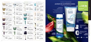 80 81
 ﻿Limpiadora Micelar
200 ml
21339 $ 319.90
Puntos: 18.37
 ﻿Crema Reafirmante
para el Contorno de
Ojos
15 ml
22815 $ 289.90
Puntos: 16.64
Crema Contorno de
Ojos Anti-Arrugas
Reafirmante Efecto
Lifting 15 ml
31542 $ 369.90
Puntos: 21.24
Ecollagen
Tratamiento
Intensivo Nocturno
Anti-Arrugas 50 ml
31545 $ 549.90
Puntos: 31.57
Sérum Concentrado para
Rostro Efecto Lifting30 ml
31543 $ 619.90
Puntos: 35.59
Tratamiento Nutritivo
Nocturno Anti-Arrugas
Reafirmante Efecto
Lifting 50 ml
31541 $ 589.90
Puntos: 33.87
Tratamiento Anti-Arrugas
Reafirmante Efecto Lifting
FPS 15 50 ml
31540 $ 589.90
Puntos: 33.87
Ecollagen Super
Sérum Anti-
Arrugas30 ml
31547 $ 589.90
Puntos: 33.87
Tratamiento
Regenerador de
Noche50 ml
31980 $ 449.90
Puntos: 25.83
Refrescante
Iluminador de Ojos
15 ml
31981 $ 269.90
Puntos: 15.50
 ﻿Crema Facial de Día
Ecobeauty 50 ml
32199 $ 589.90
Puntos: 33.87
 ﻿Crema Contorno de
Ojos Ecobeauty
15 ml
32200 $ 369.90
Puntos: 21.24
Ecollagen Crema
Contorno Ojos Anti-
Arrugas 15 ml
31546 $ 329.90
Puntos: 18.94
Tratamiento
Perfeccionador de
Día 50 ml
31978 $ 449.90
Puntos: 25.83
 ﻿Loción Revitalizante
200 ml
32128 $ 239.90
Puntos: 13.77
 ﻿ Limpiadora en Gel
Revitalizante 200 ml
32596 $ 239.90
Puntos: 13.77
Limpiadora en Gel
Aclaradora Anti-
Manchas 200 ml
32656 $ 239.90
Puntos: 13.77
Tratamiento Restaurador
Densificador FPS 15
50 ml
32627 $ 589.90
Puntos: 33.87
Tratamiento Nocturno
Restaurador
Regenerador 50 ml
32628 $ 589.90
Puntos: 33.87
Tratamiento Restaurador
Contorno de Ojos y
Labios 15 ml
32629 $ 359.90
Puntos: 20.66
 ﻿Aceite Facial Nutritivo
EcoBeauty
50 ml
32201 $ 589.90
Puntos: 33.87
Tratamiento Avanzado
Aclarador Anti-Manchas
Nocturno 50 ml
32658 $ 549.90
Puntos: 31.57
Tratamiento Avanzado
Aclarador Anti-Manchas
FPS 20 50 ml
32803 $ 549.90
Puntos: 31.57
Loción Aclaradora
Anti-Manchas
200 ml
32657 $ 239.90
Puntos: 13.77
Elíxir Multi-Acción
Aclarador Anti-Manchas
30 ml
32805 $ 589.90
Puntos: 33.87
 ﻿Crema de Día
Reafirmante FPS 15
50 ml
22424 $ 459.90
Puntos: 26.40
 ﻿Crema Reparadora
Nocturna 50 ml
22814 $ 459.90
Puntos: 26.40
 ﻿Spray Protector
Antiadherente de Arena
FPS 50 Sun Zone 150 ml
32280 $ 429.90
Puntos: 24.68
 ﻿Protector Solar
Aclarador para Rostro y
Zonas Expuestas con
FPS 30 50 ml
30322 $ 369.90
Puntos: 21.24
NovAgeTime Restore NovAge Bright Sublime
NovAge Ultimate Lift
NovAgeTrue Perfection
NovAge Ecollagen
NovAge Ecollagen /True Perfection
RoyalVelvet
 ﻿Leche Limpiadora
Orgánica Ecobeauty
200 ml
32197 $ 249.90
Puntos: 14.35
Pure Skin
Sun Zone
EcoBeauty
  Banda para el Cabello
Confeccionada en poliéster.
Medidas: 24 x 8 cm.
20574 $ 89.90
 $ 39.90
Puntos: 1.15
  Pure Skin Gel Limpiador Facial
Anti-Imperfecciones
150 ml
32646 $ 169.90
 $ 99.90
Puntos: 5.74
Día Noche Día y noche
TODO TIPO DE PIELTODA EDAD
Y dale otra cara a tu piel
LIBRE DE
ACEITE
¡OLVÍDATE DE LAS IMPERFECCIONES!
1 . P U R I F I C A
MAÑANAY/O NOCHE:
Aplícalo sobre el rostro húmedo con
movimientos circulares, evitando el
contorno de ojos. Retira con agua
abundante. Úsalo de día y de noche, puedes
intercalarlo con el Gel Exfoliante.
2.TONIFICA
MODO DE USO:
Después de enjuagar el Gel Limpiador o
el Gel Exfoliante, por la mañana y/o
noche, aplícalo sobre un pétalo de
algodón y realiza movimientos ligeros en
el rostro, evitando el contorno de ojos.
  Pétalos de Algodón
Diámetro aprox.: 6 cm c/u. 40
unidades.
17964 $ 49.90
 $ 34.90
Puntos: 1.00
Cód.801385
SET PURE SKIN
BELLEZA FACIAL
Lleva 2 productos a solo:
EXTRACTO NATURAL DE GRANADA
La Granada tiene propiedades astringentes y antioxidantes que ayudan
a purificar la piel, reducen la apariencia de poros y regulan la producción
excesiva de grasa.
CIENCIANATURALSUECACUIDADODELAPIEL
Pure Skin Gel Exfoliante
Facial Limpieza Profunda
Anti-Imperfecciones
150 ml
32647 $ 179.90
Puntos: 10.33
Pure Skin Crema Facial
Matificante Anti-
imperfecciones 50 ml
32649 $ 169.90
Puntos: 9.75
  Pure Skin Tónico Facial
Equilibrante Anti-
Imperfecciones
150 ml
32648 $ 169.90
 $ 99.90
Puntos: 5.74




$ 339.80
$149.90Puntos: 8.61
Valorizado en:
 