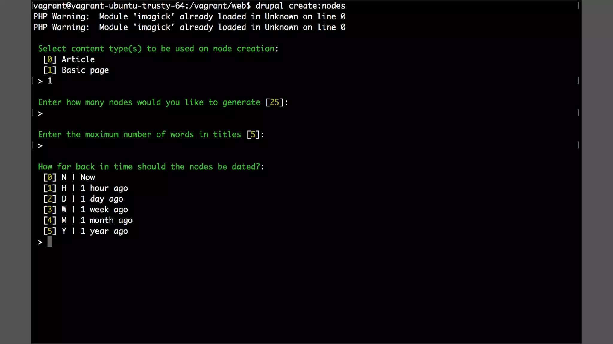 drupal create:nodes
 