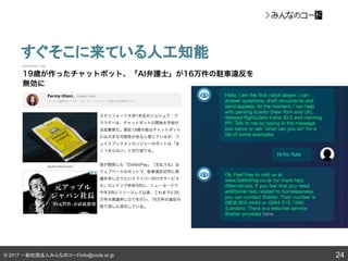 © 2017 一般社団法人みんなのコードinfo@code.or.jp
すぐそこに来ている人工知能
24
 