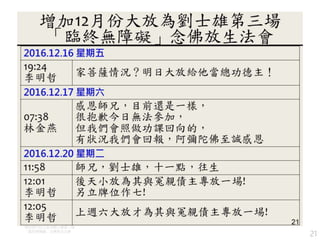 21
增加12月份大放為劉士雄第三場
「臨終無障礙」念佛放生法會
 