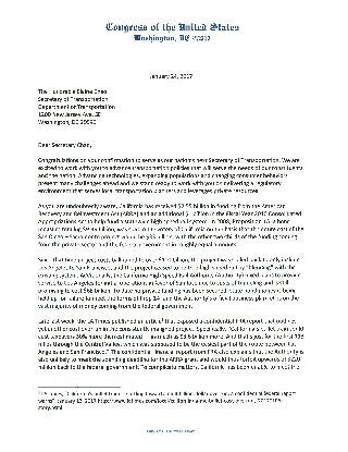 2017 01 24 CA rep delegation letter to secretary chao on high speed rail