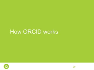 How ORCID works
20
 