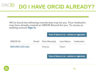 50
DO I HAVE ORCID ALREADY?
 