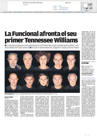 26/01/17El Punt avui (Ed. Girona)
Gerona
Prensa: Diaria
Tirada: 11.137 Ejemplares
Difusión: 9.164 Ejemplares
Página: 18
Sección: LOCAL Valor: 3.361,00 € Área (cm2): 593,2 Ocupación: 68,55 % Documento: 1/1 Autor: Xavier Castillón FIGUERES Núm. Lectores: 36656
Cód:107957423
19 / 21
 