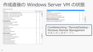 CoreNetworking / RemoteDesktop /
Windows Remote Management
があらかじめオープン
 