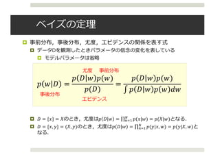 ¤
¤ D
¤
¤ ! = {+} = - $ ! # = ∏ $(+|#)/
012 = $(-|#)
¤ ! = {+, 3} = (-, 3) $ ! # = ∏ $(3|+, #)/
012 = $(3|-, #)
$ # ! =
$ ! # $(#)
$(!)
=
$ ! # $(#)
∫ $ ! # $ # 5#
 