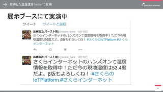 取得した温湿度をTwitterに投稿
85
展示ブースにて実演中
 