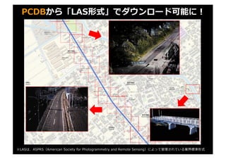 PCDBから「LAS形式」でダウンロード可能に！
※LASは、ASPRS（American Society for Photogrammetry and Remote Sensing）によって管理されている業界標準形式
 