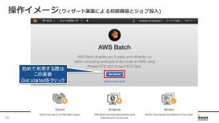 操作イメージ(ウィザード画面による初期構築とジョブ投入)
初めて利用する際は
この画面
Get startedをクリック
39
 