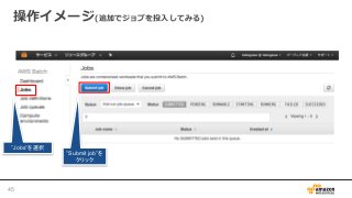 操作イメージ(追加でジョブを投入してみる)
”Jobs”を選択
”Submit job”を
クリック
45
 