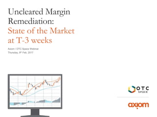 Axiom / OTC Space Webinar
Thursday, 9th Feb. 2017
Uncleared Margin
Remediation:
State of the Market
at T-3 weeks
 
