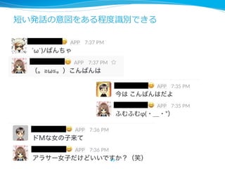 短い発話の意図をある程度識別できる
49
 