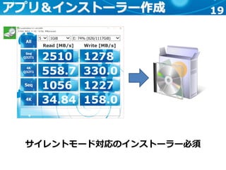 19アプリ＆インストーラー作成
サイレントモード対応のインストーラー必須
 