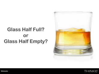 Glass Half Full?
or
Glass Half Empty?
Wikimedia
 