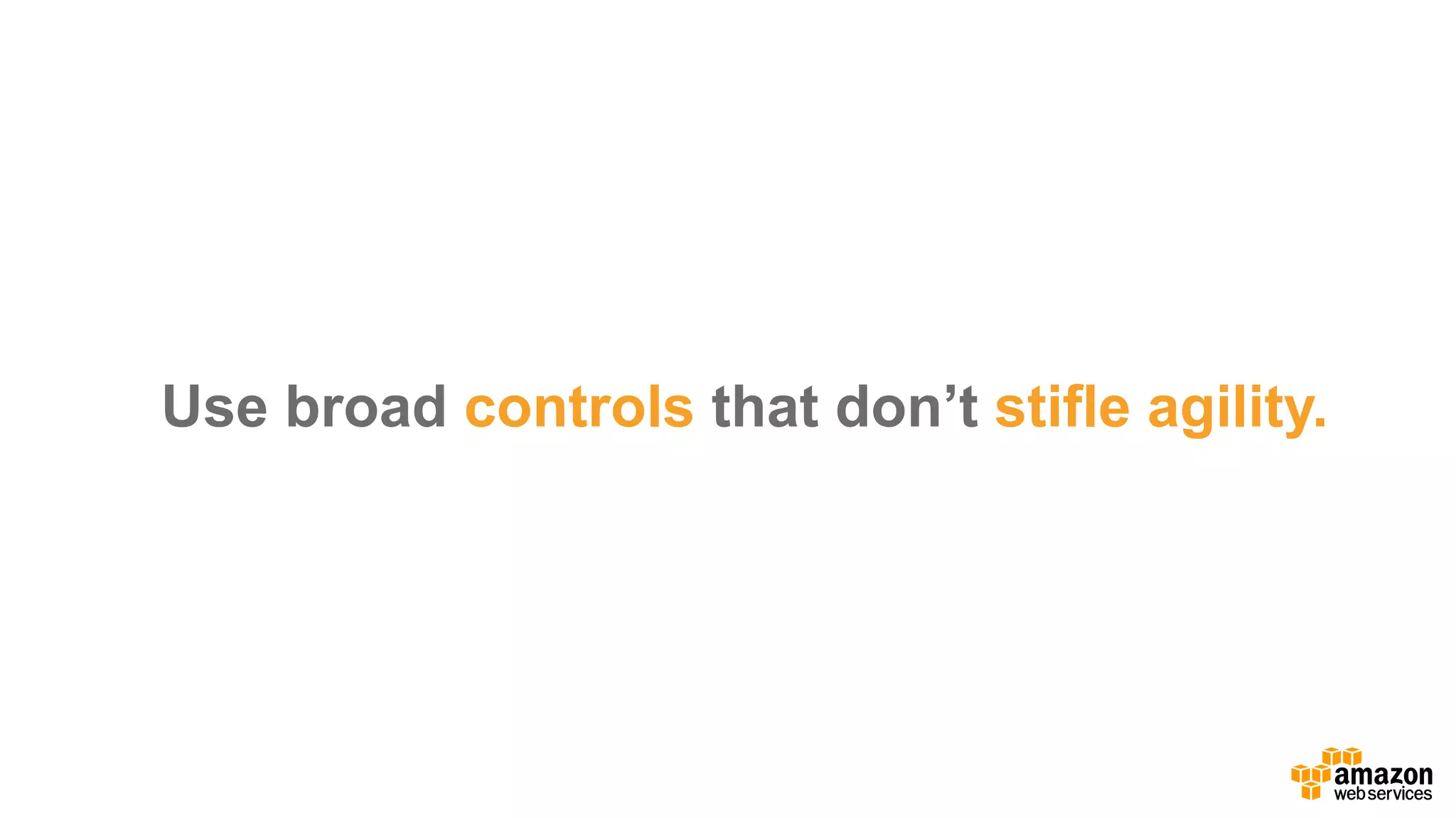 Use  broad  controls  that  don’t  stifle  agility.
 