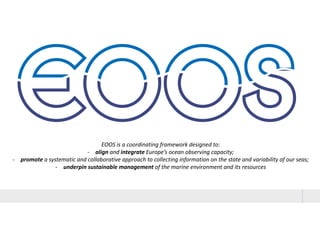 EOOS is a coordinating framework designed to:
- align and integrate Europe’s ocean observing capacity;
- promote a systema...