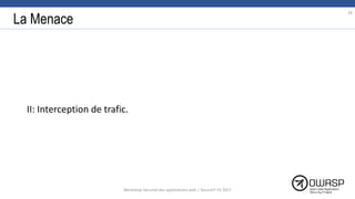 La Menace
II: Interception de trafic.
26
Workshop Sécurité des applications web | SecureIT VS 2017
 