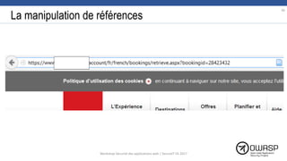 La manipulation de références
433
36
Workshop Sécurité des applications web | SecureIT VS 2017
 