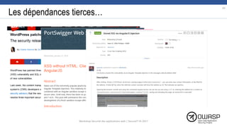 Les dépendances tierces…
65
Workshop Sécurité des applications web | SecureIT VS 2017
 