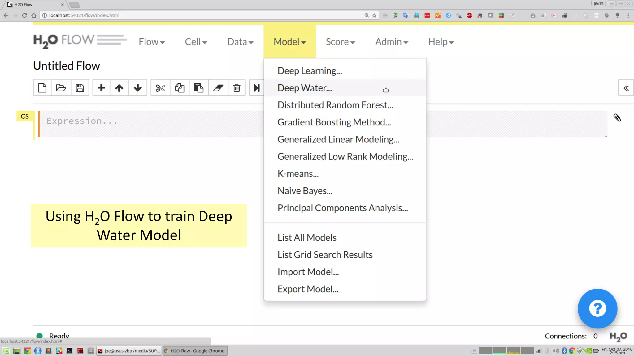 32
Using H2O Flow to train Deep
Water Model
 