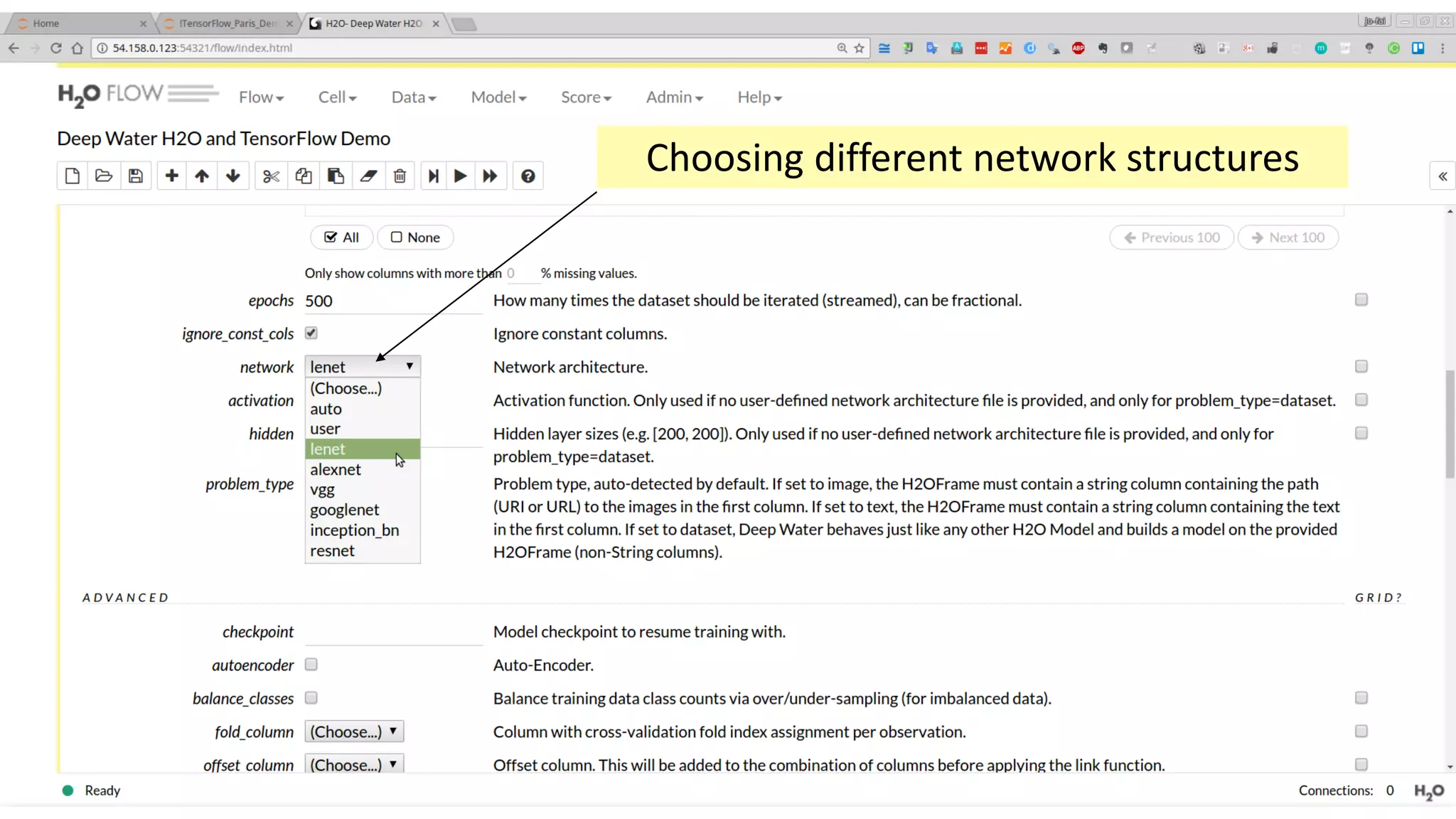 34
Choosing different network structures
 