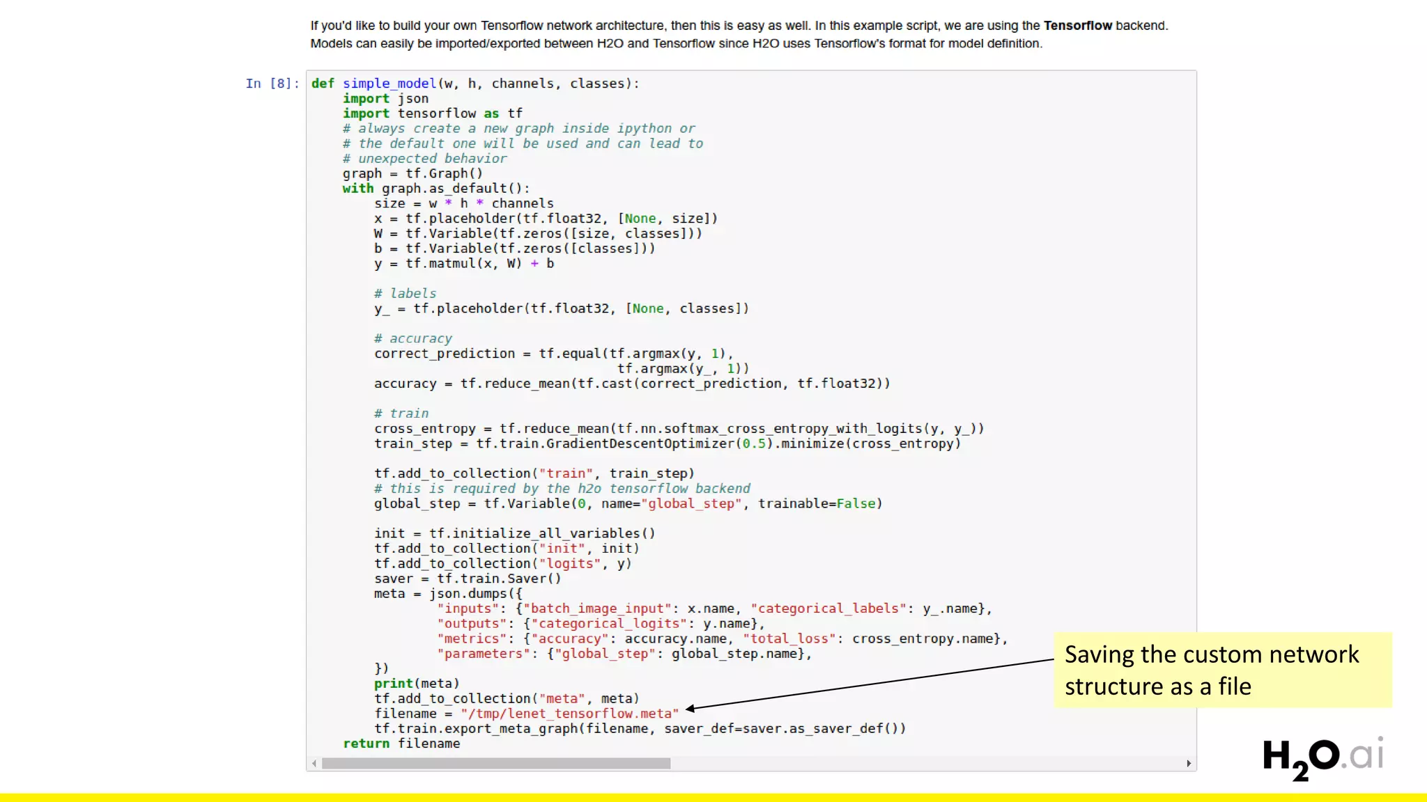 51
Saving the custom network
structure as a file
 