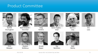 Karthik
Arumugham
Matt Griswold –
Vice Chair
Greg
Hankins
Aaron Hughes –
Chair
Martin J.
Levy
Eric
Loos
Chris
Malayter
Stephen
McManus
Arnold
Nipper
Kay
Rechthien
Walt
Wollny
Product Committee
2017-02-28 Apricot 2017, Ho Chi Minh City, Viet Nam 21
 