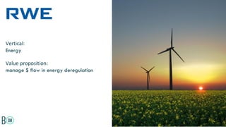 Vertical:
Energy
Value proposition:
manage $ flow in energy deregulation
 