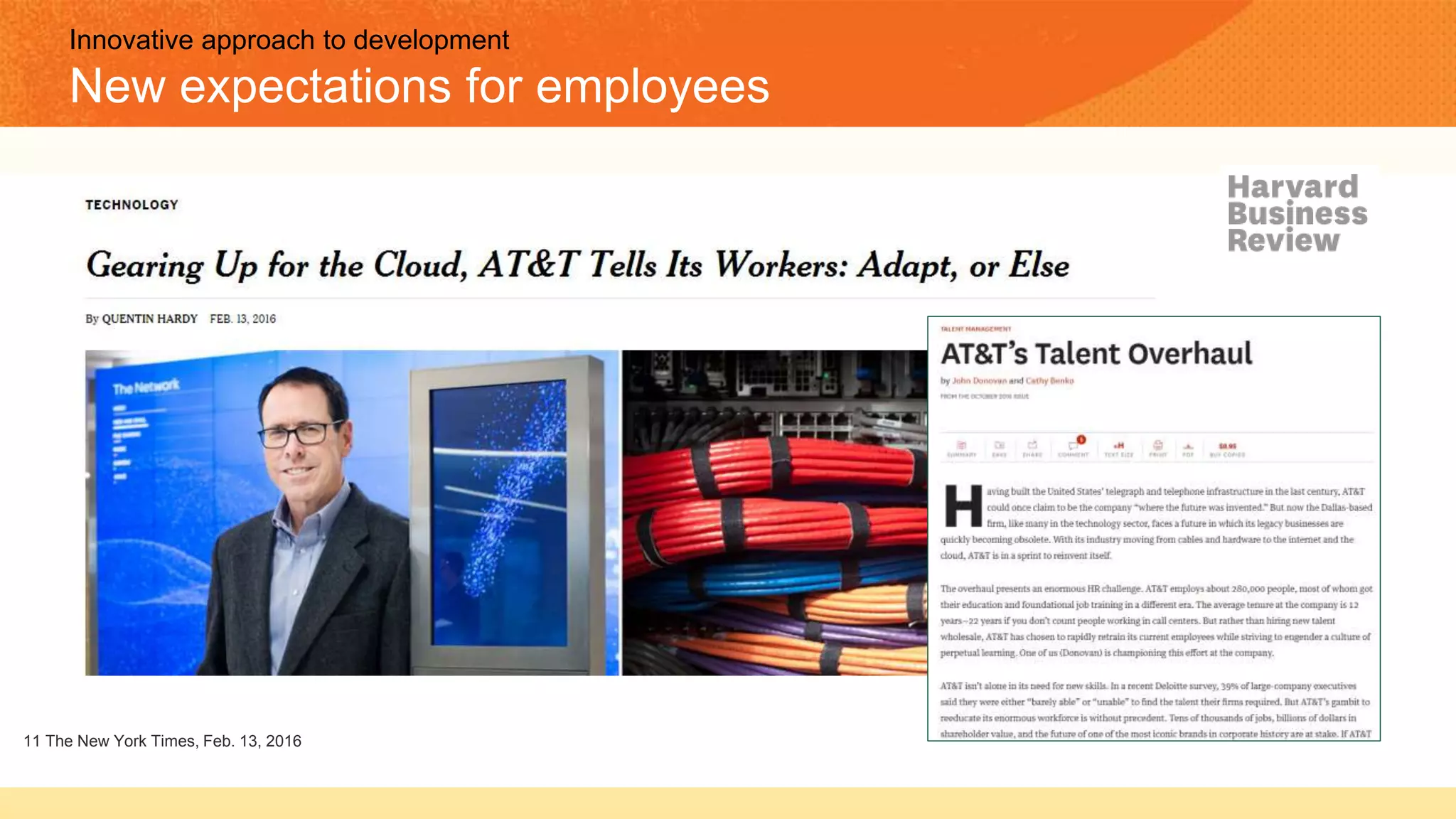 Innovative approach to development
New expectations for employees
11 The New York Times, Feb. 13, 2016
 