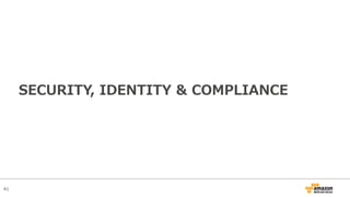 41
SECURITY, IDENTITY & COMPLIANCE
 