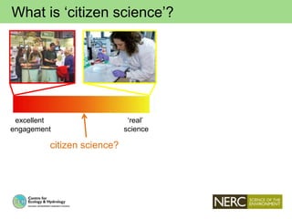 What is ‘citizen science’?
‘real’
science
excellent
engagement
citizen science?
 