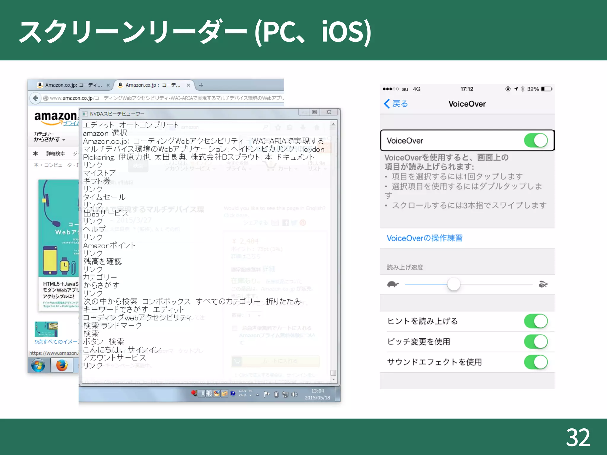 スクリーンリーダー(PC、iOS)
32
 
