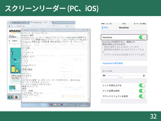 スクリーンリーダー(PC、iOS)
32
 