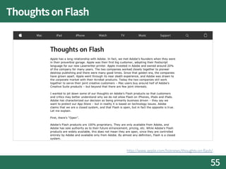 ThoughtsonFlash
55
http://www.apple.com/hotnews/thoughts-on-flash/
 