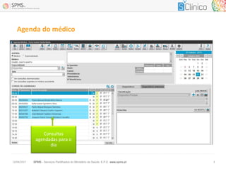 SPMS - Serviços Partilhados do Ministério da Saúde, E.P.E. www.spms.pt13/04/2017 3
Agenda do médico
Consultas
agendadas para o
dia
 