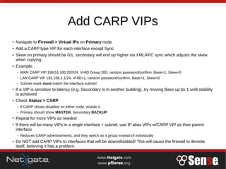 High Availability on pfSense 2.4 - pfSense Hangout March 2017 | PDF