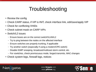 High Availability on pfSense 2.4 - pfSense Hangout March 2017 | PDF