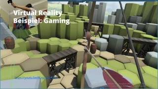 Virtual Reality
Beispiel: Gaming
https://youtu.be/4LrpJW0eTSM
Takondi AG · Jonathan Werner · 14.03.2017
Augmented Reality – vom «Wow» zum langfristigen Nutzen
11
 