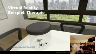 Virtual Reality
Beispiel: Therapie
https://youtu.be/9LoAtpU84HQ
Takondi AG · Jonathan Werner · 14.03.2017
Augmented Reality – vom «Wow» zum langfristigen Nutzen
12
 
