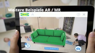 Weitere Beispiele AR / MR
Takondi AG · Jonathan Werner · 14.03.2017
Augmented Reality – vom «Wow» zum langfristigen Nutzen
27
 