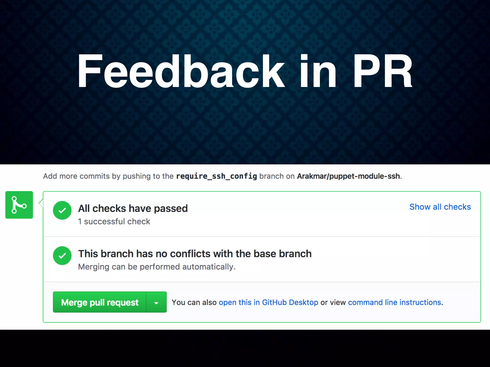 Feedback in PR
 