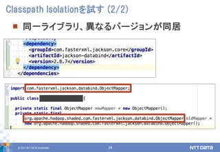 © 2017 NTT DATA Corporation 24
 同一ライブラリ、異なるバージョンが同居
Classpath Isolationを試す (2/2)
 