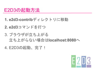 E2D3ӷ
1. e2d3-contribǥ쥯ȥƄ
2. e2d3ޥɤ
3. ֥饦Ϥ
ϤʤϤlocalhost:8080
4. E2D3ӡˣ
 
