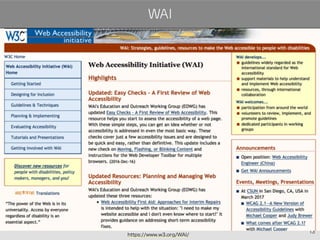 13
WAI
https://www.w3.org/WAI/
 