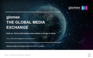 1glomex – A company of ProSiebenSat.1 Media SE
glomex
THE GLOBAL MEDIA
EXCHANGE
Scale up - How to build adaptive data systems in the age of virality
Winner “Best Data Management and Infrastructure”
Gartner Data & Analytics Summit 2017, London
 