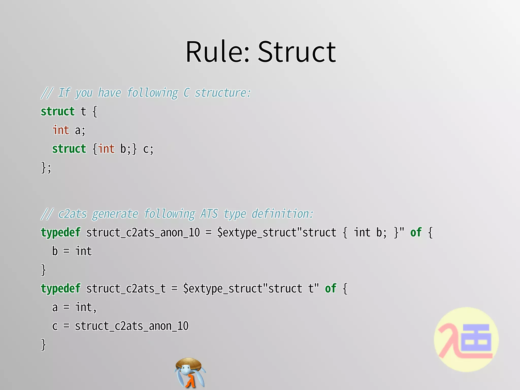 Rule: StructRule: StructRule: StructRule: StructRule: Struct
//�If�you�have�following�C�structure:
struct�t�{
��int�a;
��struct�{int�b;}�c;
};
//�If�you�have�following�C�structure:
struct�t�{
��int�a;
��struct�{int�b;}�c;
};
//�If�you�have�following�C�structure:
struct�t�{
��int�a;
��struct�{int�b;}�c;
};
//�If�you�have�following�C�structure:
struct�t�{
��int�a;
��struct�{int�b;}�c;
};
//�If�you�have�following�C�structure:
struct�t�{
int�a;
struct�{int�b;}�c;
};
//�c2ats�generate�following�ATS�type�definition:
typedef�struct_c2ats_anon_10�=�$extype_struct"struct�{�int�b;�}"�of�{
��b�=�int
}
typedef�struct_c2ats_t�=�$extype_struct"struct�t"�of�{
��a�=�int,
��c�=�struct_c2ats_anon_10
}
//�c2ats�generate�following�ATS�type�definition:
typedef�struct_c2ats_anon_10�=�$extype_struct"struct�{�int�b;�}"�of�{
��b�=�int
}
typedef�struct_c2ats_t�=�$extype_struct"struct�t"�of�{
��a�=�int,
��c�=�struct_c2ats_anon_10
}
//�c2ats�generate�following�ATS�type�definition:
typedef�struct_c2ats_anon_10�=�$extype_struct"struct�{�int�b;�}"�of�{
��b�=�int
}
typedef�struct_c2ats_t�=�$extype_struct"struct�t"�of�{
��a�=�int,
��c�=�struct_c2ats_anon_10
}
//�c2ats�generate�following�ATS�type�definition:
typedef�struct_c2ats_anon_10�=�$extype_struct"struct�{�int�b;�}"�of�{
��b�=�int
}
typedef�struct_c2ats_t�=�$extype_struct"struct�t"�of�{
��a�=�int,
��c�=�struct_c2ats_anon_10
}
//�c2ats�generate�following�ATS�type�definition:
typedef�struct_c2ats_anon_10�=�$extype_struct"struct�{�int�b;�}"�of�{
��b�=�int
}
typedef�struct_c2ats_t�=�$extype_struct"struct�t"�of�{
��a�=�int,
��c�=�struct_c2ats_anon_10
}
 