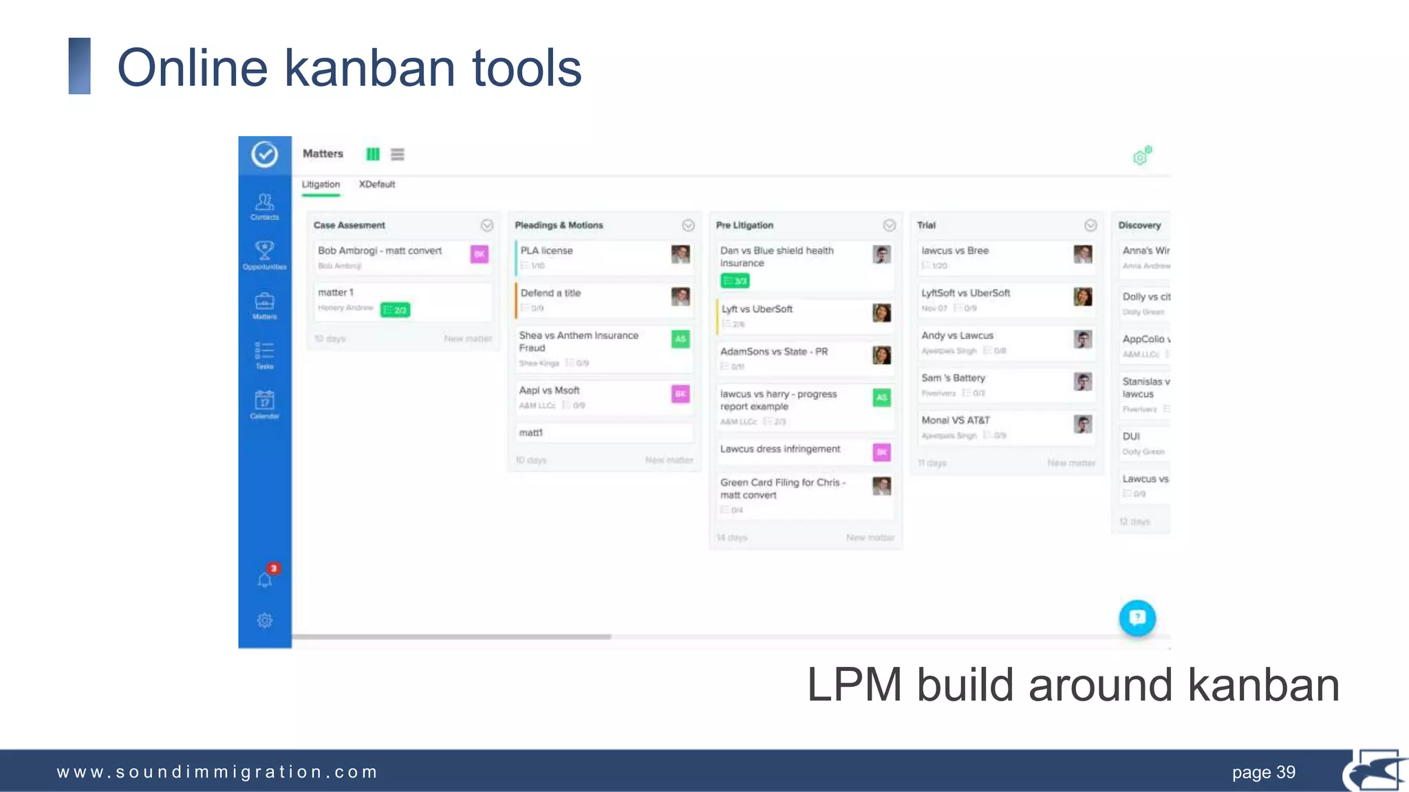 w w w . s o u n d i m m i g r a t i o n . c o m
Online kanban tools
page 39
LPM build around kanban
 